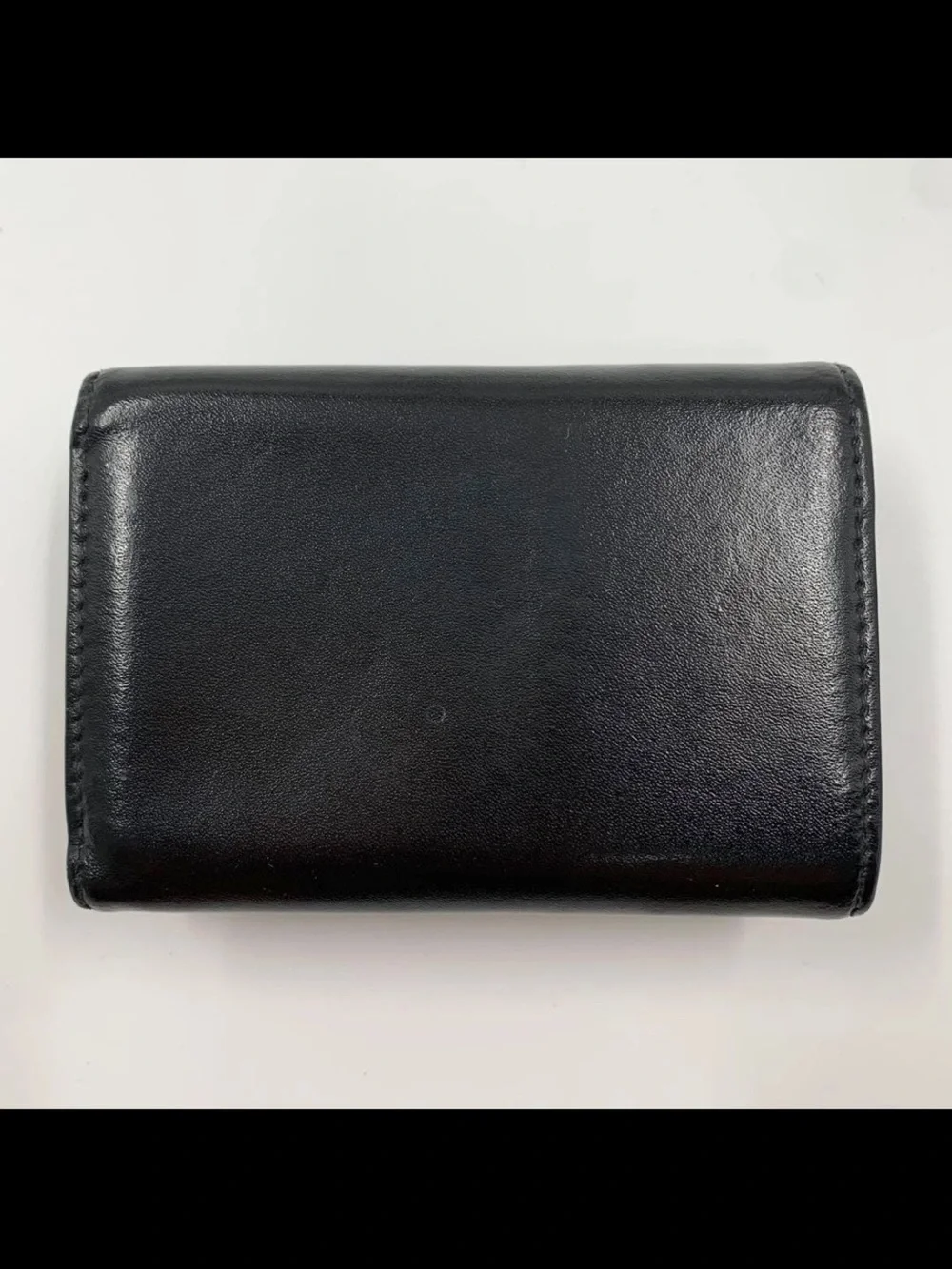 Balenciaga Black Leather Mini Wallet with Gold B Emblem